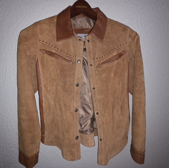 Old West Jackets & Blazers - Vintage Old West Lambskin Leather Western Jacket Brown Medium